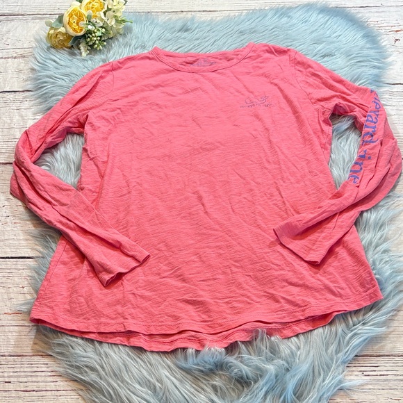Vineyard Vines Pink Blue Whale Long Sleeve Tee sz S - Picture 1 of 9